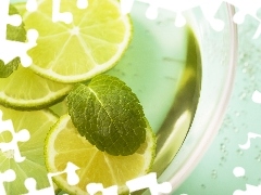 mint, slices, lemons