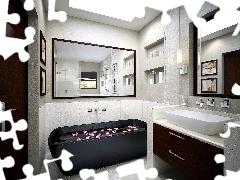 Bathroom, wash-stand, Mirror, Bath