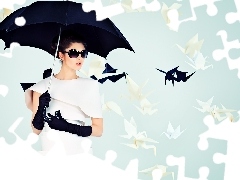 Women, Glasses, mode, Umbrella