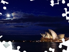 moon, clouds, Sydney, Night, Australia