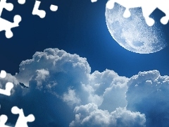 moon, Sky, clouds