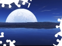moon, lake, declining