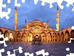 mosque, courtyard, Istanbul, blue, Turkey