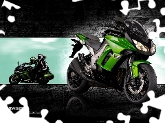 Kawasaki Z 1000 SX, motor-bike, motorcyclists, Green