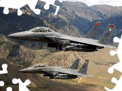 F-15, jets, Mountains