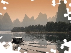 China, bath-tub, Mountains, River