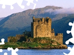 mountains, Castle, Island