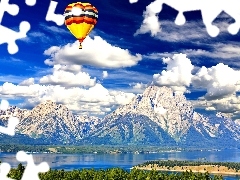 Mountains, lake, an, Heaven, Balloon