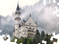 clouds, Neuschwanstein Castle, Mountains