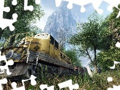 Mountains, locomotive, Train