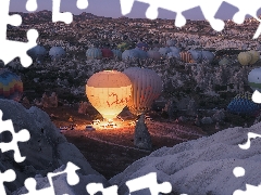 Mountains, Cappadocia, Churches, National Park Goreme, Turkey, rocks, Balloons