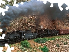 Mountains, Train, warehouse