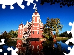 Park Muzakowski, lake, Bad Muskau, Germany, Palace Pueckler