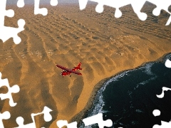 sea, plane, Namibia, Desert