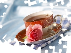 rose, tea, napkin, cup