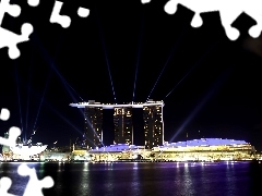 Singapur, panorama, night, Marina Bay Sands