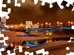 bridge, Belarus, Night, Vitebsk