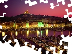 Old car, Marseille, night, port