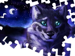 Digital Art, Wolf, Night