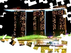 Green, decoration, Marina Bay Sands, Night, Singapur