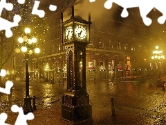 night, Clock, London