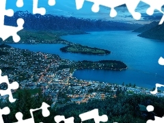 Queenstown, panorama, night, New Zeland