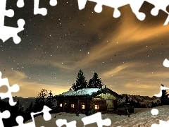 Sky, winter, Night, Home