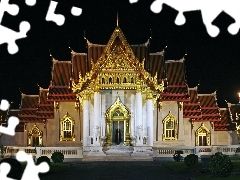 Night, Marble Temple, Bangkok, temple, Thailand