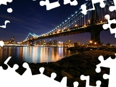 bridge, Manhattan Bridge, Nowy York, Night