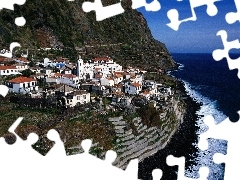 Town, Coast, Ocean, Rocky