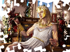 game, Assassins Creed Odyssey, Blonde, Flowers, Women