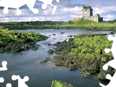 green ones, rocks, Eilean Donan, Scotland, Castle