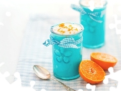 dessert, Glass, orange, Blue