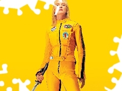 Uma Thurman, Yellow, overalls