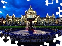 Night, Floodlit, palace, fountain