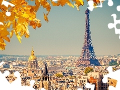 panorama, autumn, Eiffla, Paris, tower