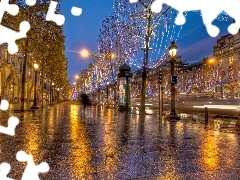 Paris, France, Christmas, decor, Night