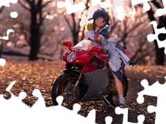 figure, doll, Park, Motorbike