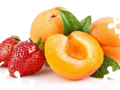 peaches, Fruits, strawberries