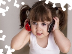 small, girl, Phones, Sweet