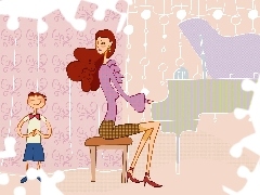 Piano, Women, Kid