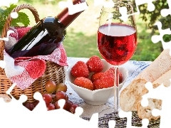 Wine, Meadow, picnic, Fruits
