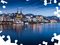 Switzerland, lake, Picture of Town, Lucerne