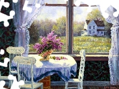 Window, Flowers, picture, Table