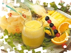 salad, juice, pineapple, fruit