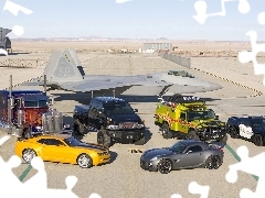 plane, Hangar, different, cars, airport