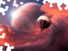 Planet, Balloon, clouds