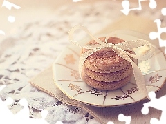 plate, Cookies, ribbon