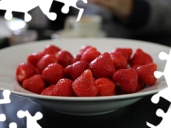 strawberries, plate