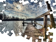 Platform, clouds, lake